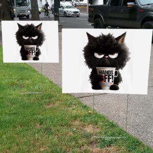 Black Cat Hands Off 2025 Yard Sign