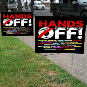 Hands Off, Anti Oligarchy Resist 8647 Yard Protest Political Outdoor Sign USA Yard Sign