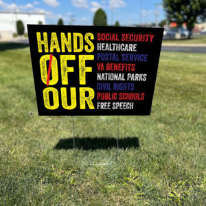 Official Hands Off Our Democracy 2025 Yard Signs