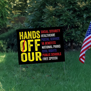 Official Hands Off Our Democracy 2025 Yard Signs