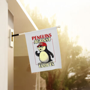 Penguins against Tariffs resist red hat Flag