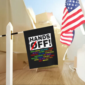 Save Public Lands Medicare Social Security Free Speech Human Rights, Hands Off Protest 2025 Flag