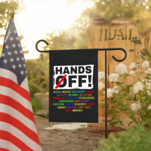 Save Public Lands Medicare Social Security Free Speech Human Rights, Hands Off Protest 2025 Flag