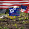 Hands Off Protest Sign, Political Hands Off Protest Yard Sign